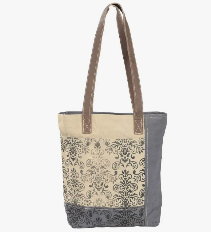 Floral Printed Gray Canvas