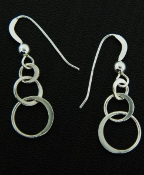 Silver Earrings - Circles, Drops, Oxidized